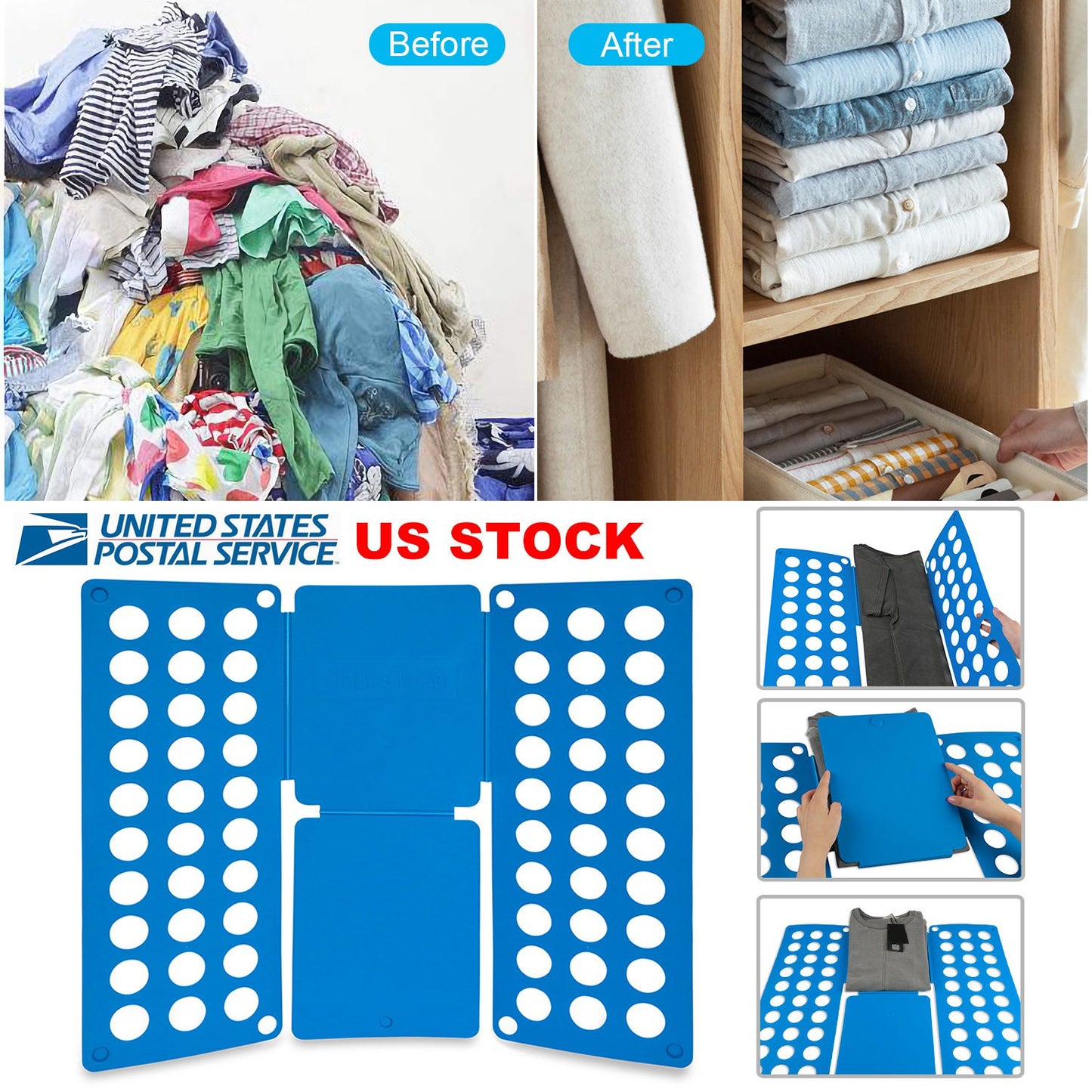 Shirt Folding Board - 23x27 Inch Plastic Clothes Organizer