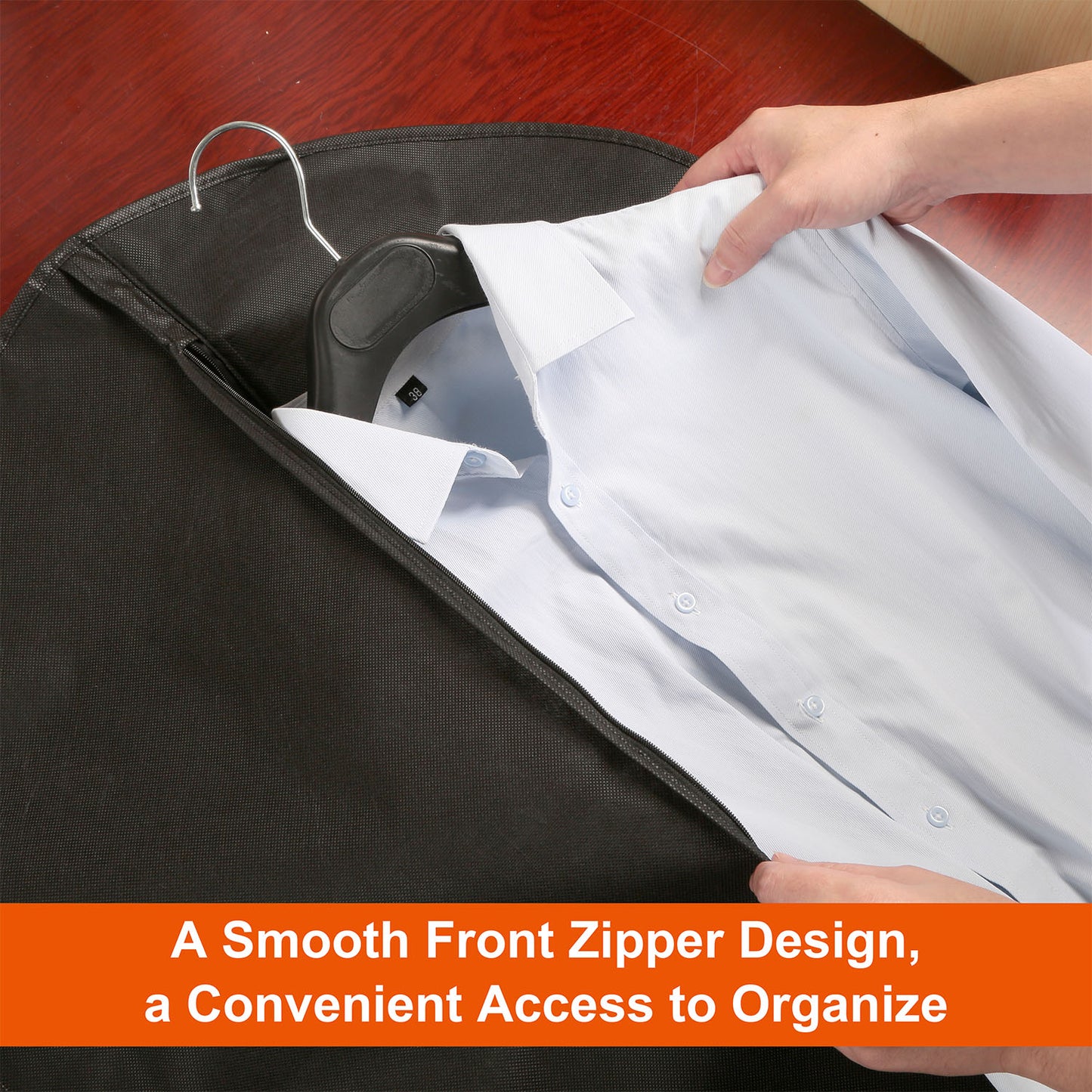 Garment Bags 39" with Zipper - 5 Pack Breathable Suit Covers