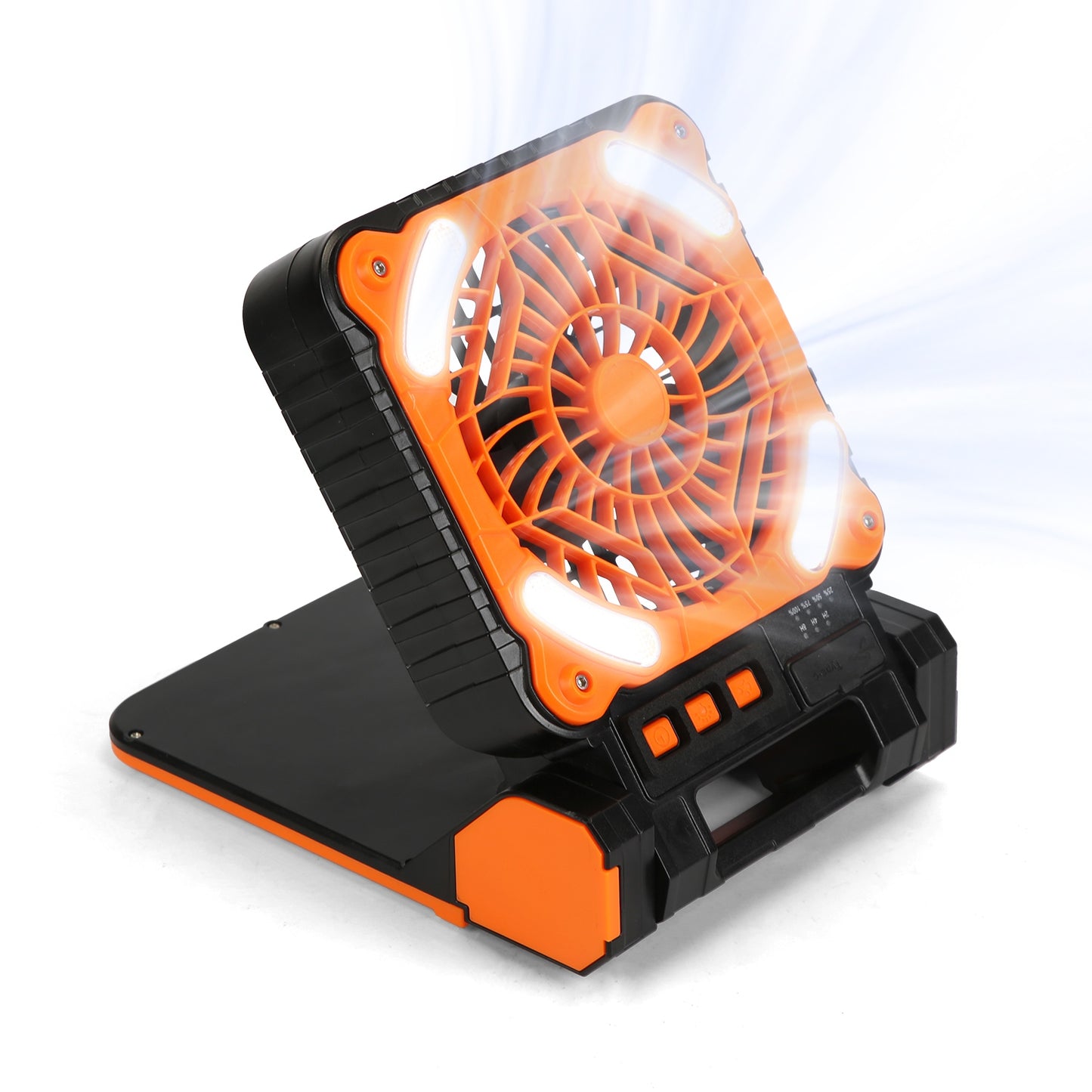 Solar Camping Fan with LED Lantern & 5200mAh Power Bank