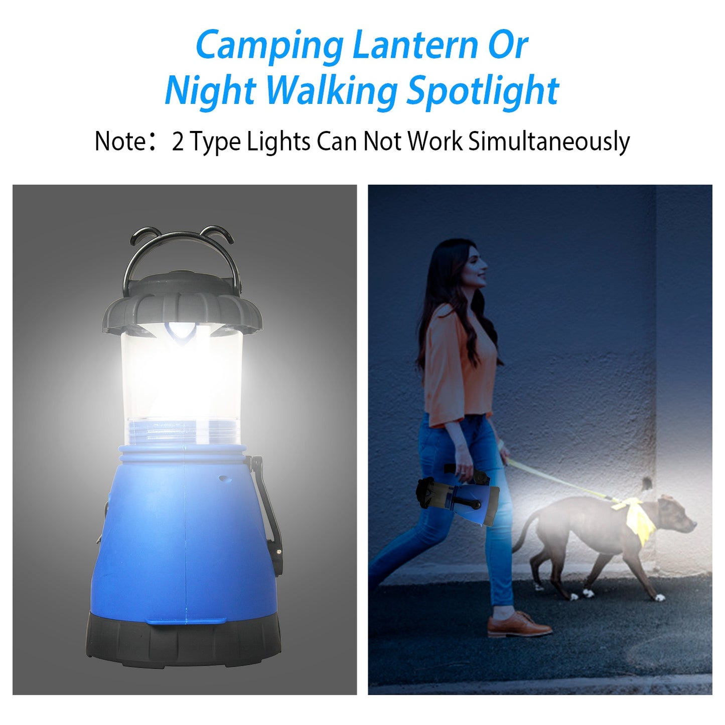 Hand Crank Camping Lantern with Spotlight & Car Charger