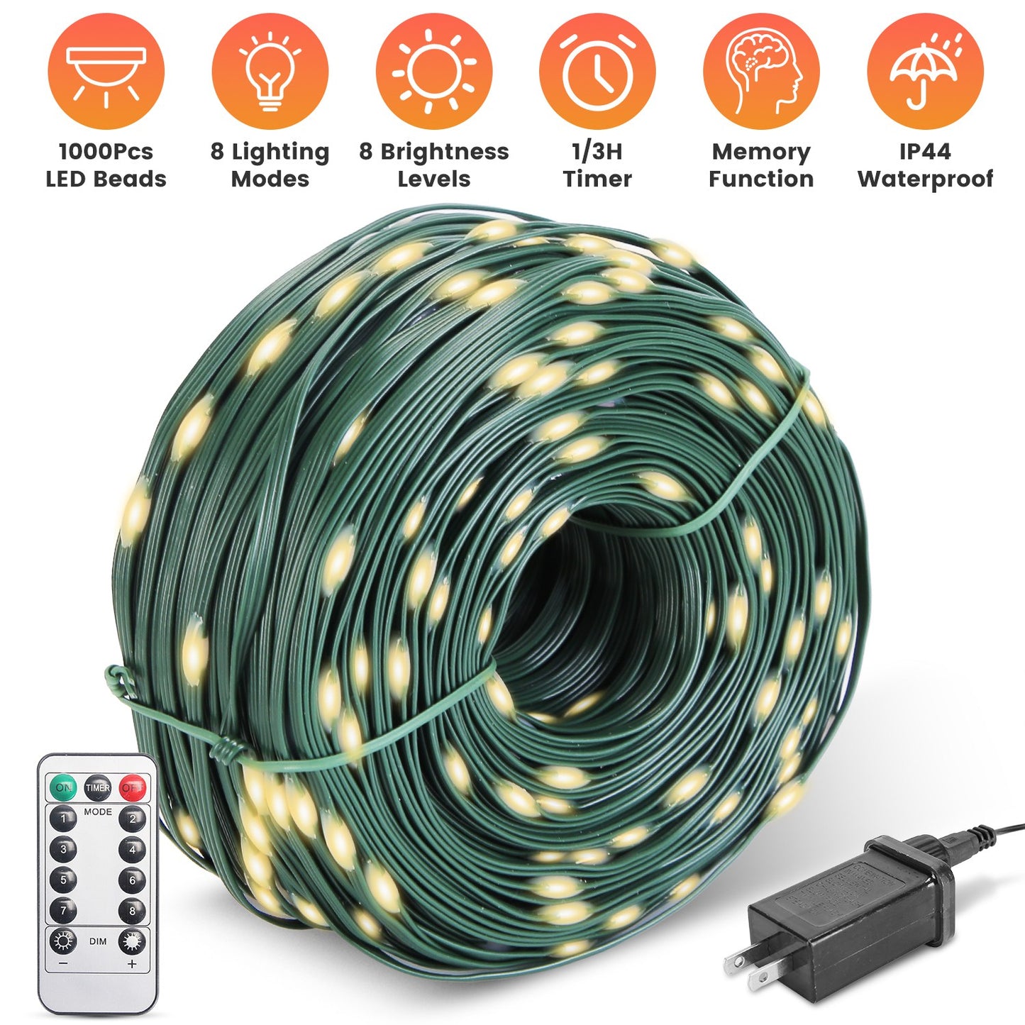330FT 1000 LED String Lights with Remote & Timer