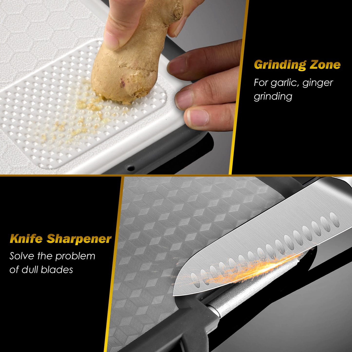 Double Sided Cutting Board with Knife Sharpener - 2 Pack