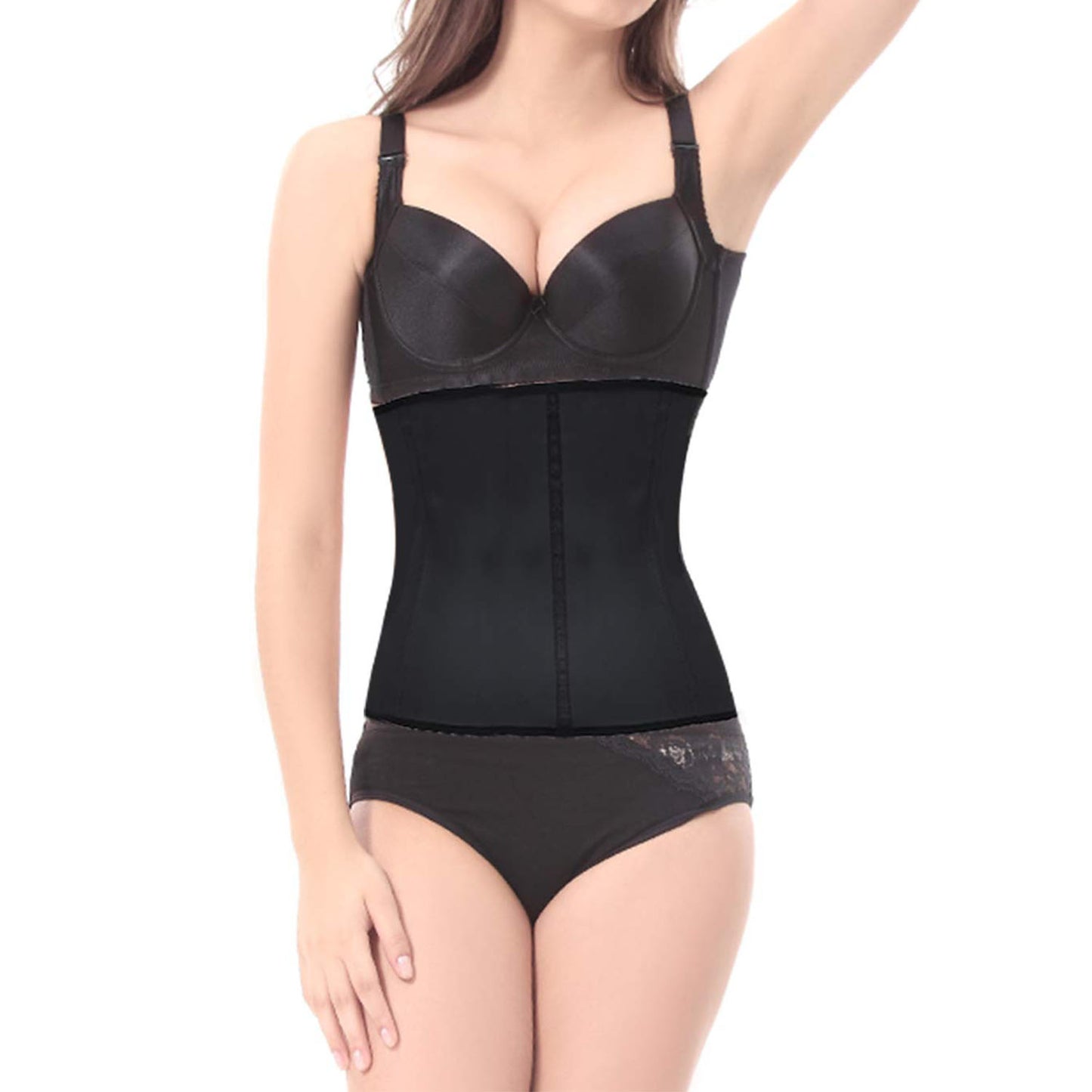 Latex Waist Trainer Corset with Zipper and Hook Closure