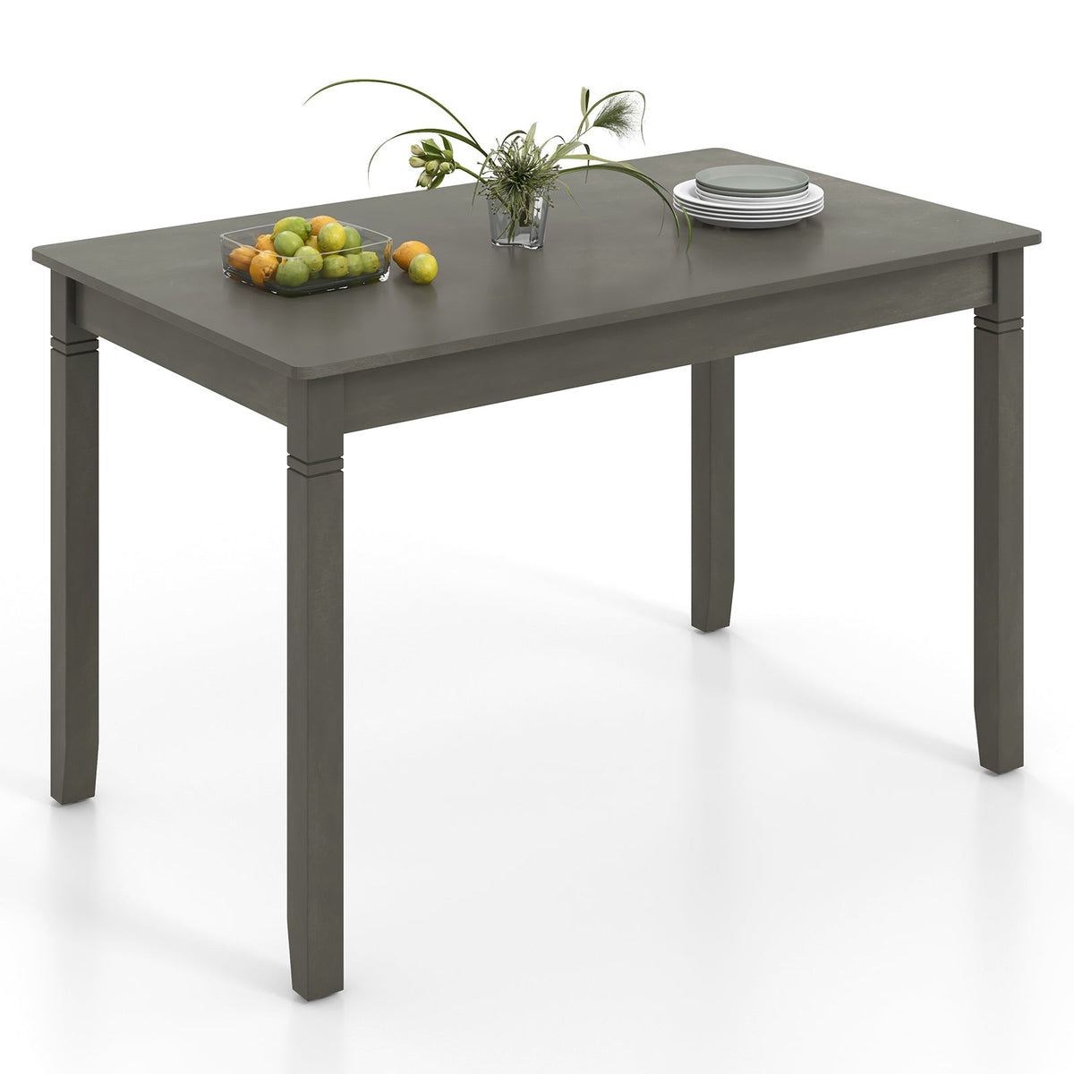 48-Inch Wooden Dining Table for 4 People Rectangular Kitchen Table with Rubber Wood Legs
