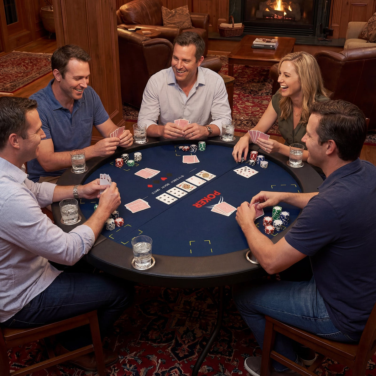 48 Inch Foldable Poker Table with 8 Cup Holders and Padded Edges
