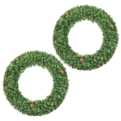 48 Inch Large Pre-Lit Artificial Christmas Wreath