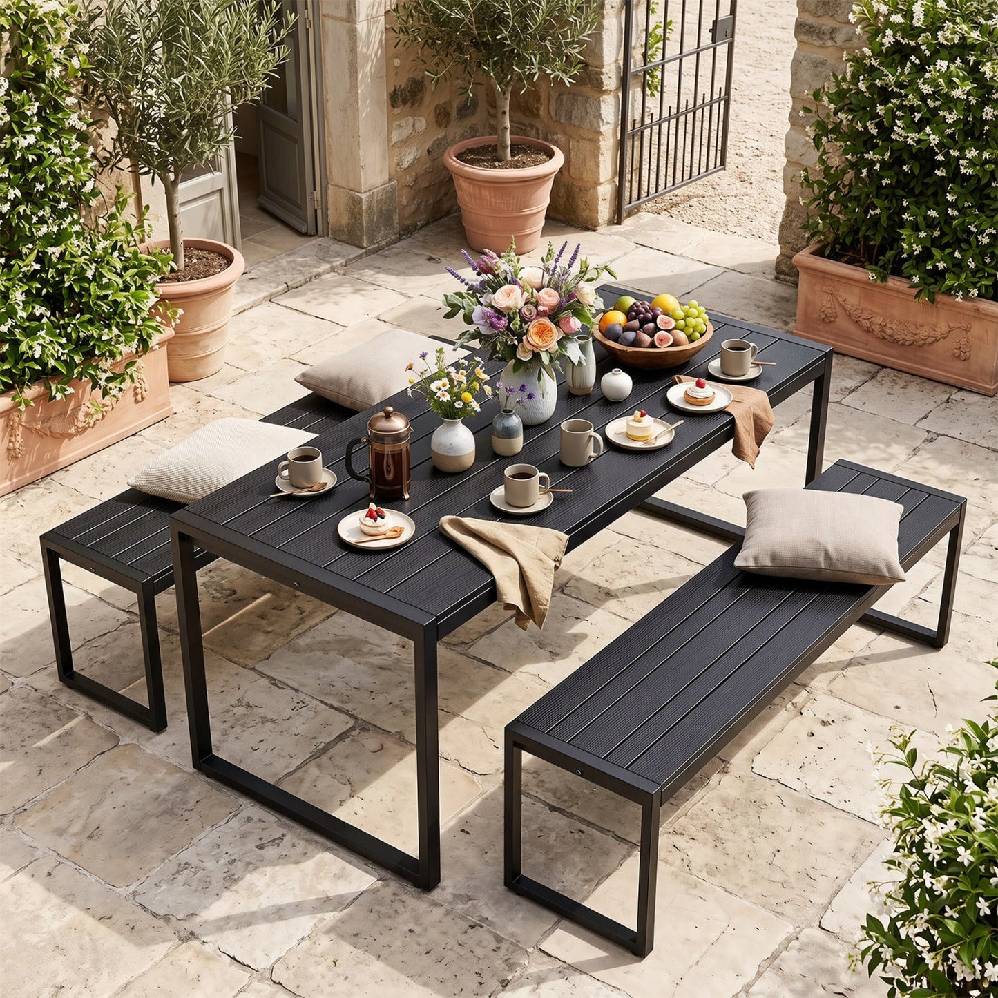 48" Outdoor Bench Set of 2 - Wood-Plastic Composite