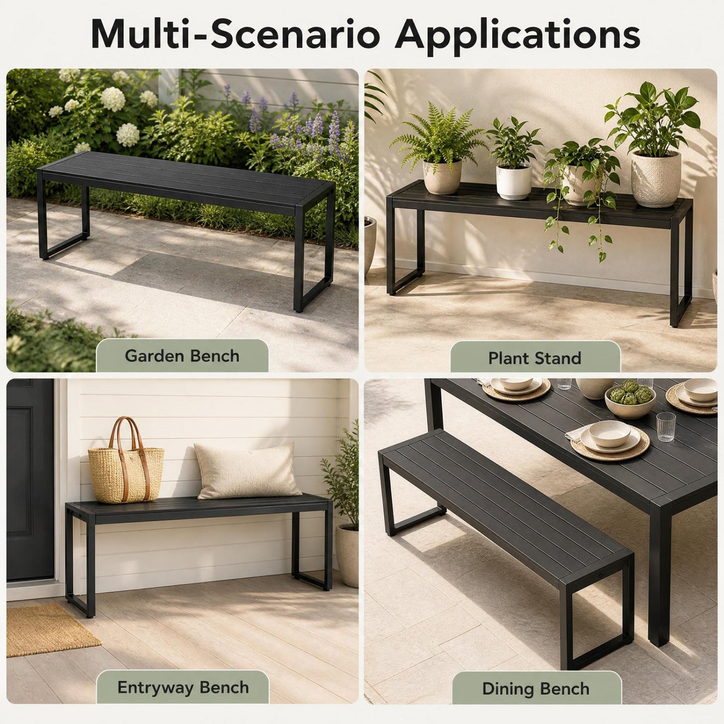 48" Outdoor Bench Set of 2 - Wood-Plastic Composite