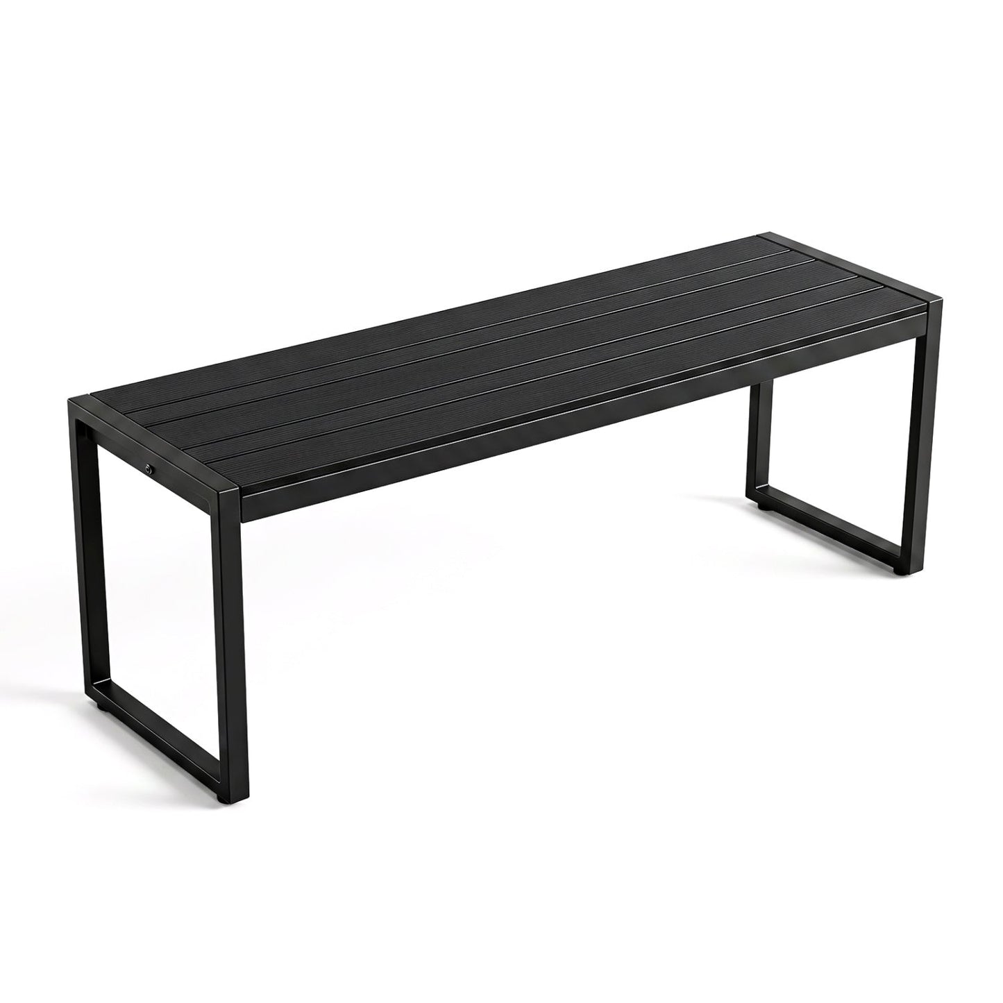 48" Outdoor Bench with Wood-Plastic Composite Seat - Black
