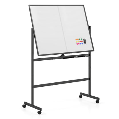 48" x 36" Double-Sided Mobile Whiteboard with Lockable Wheels
