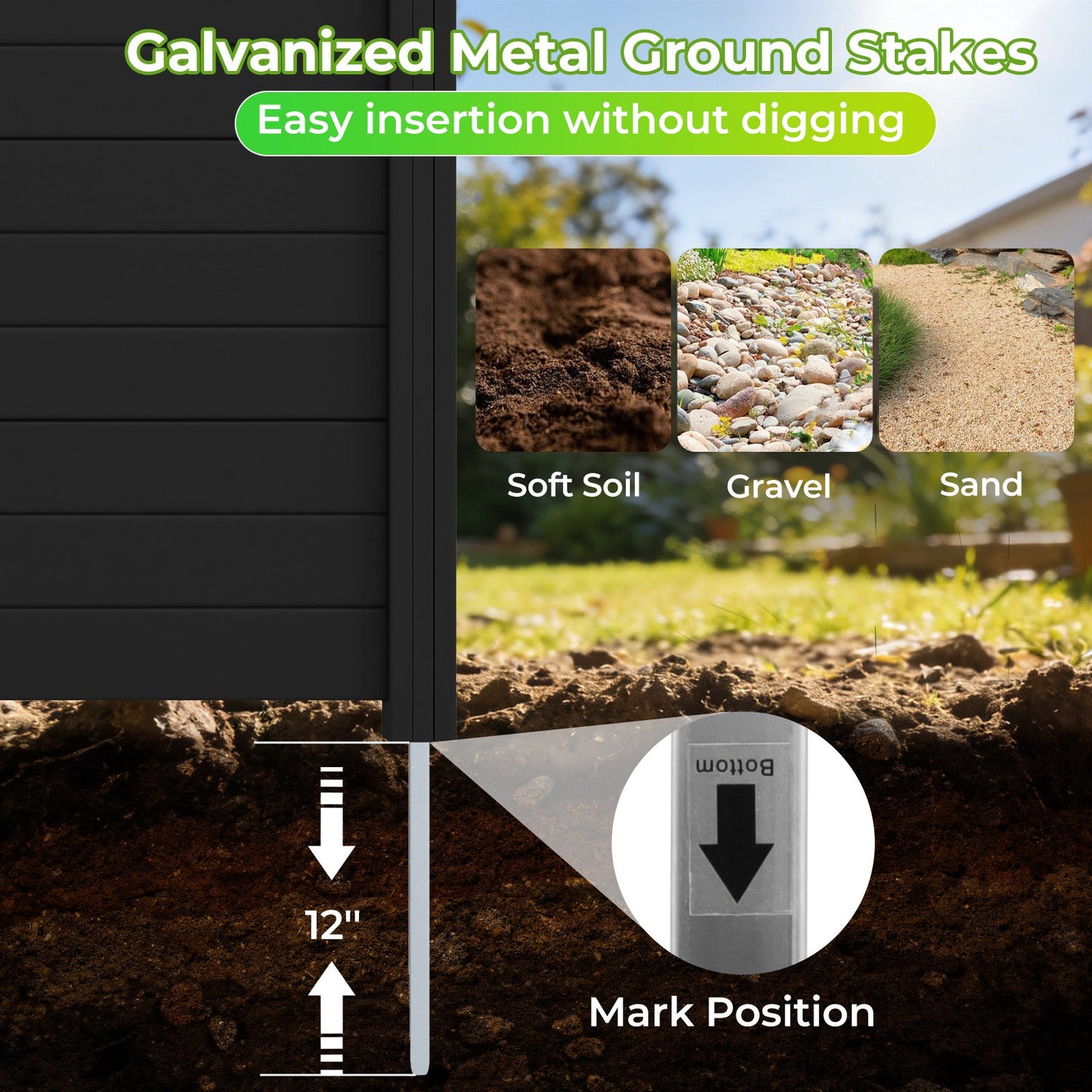 48 x 38 Inch Air Conditioner Fence 3 Panels with Metal Ground Stakes for Patio Backyard