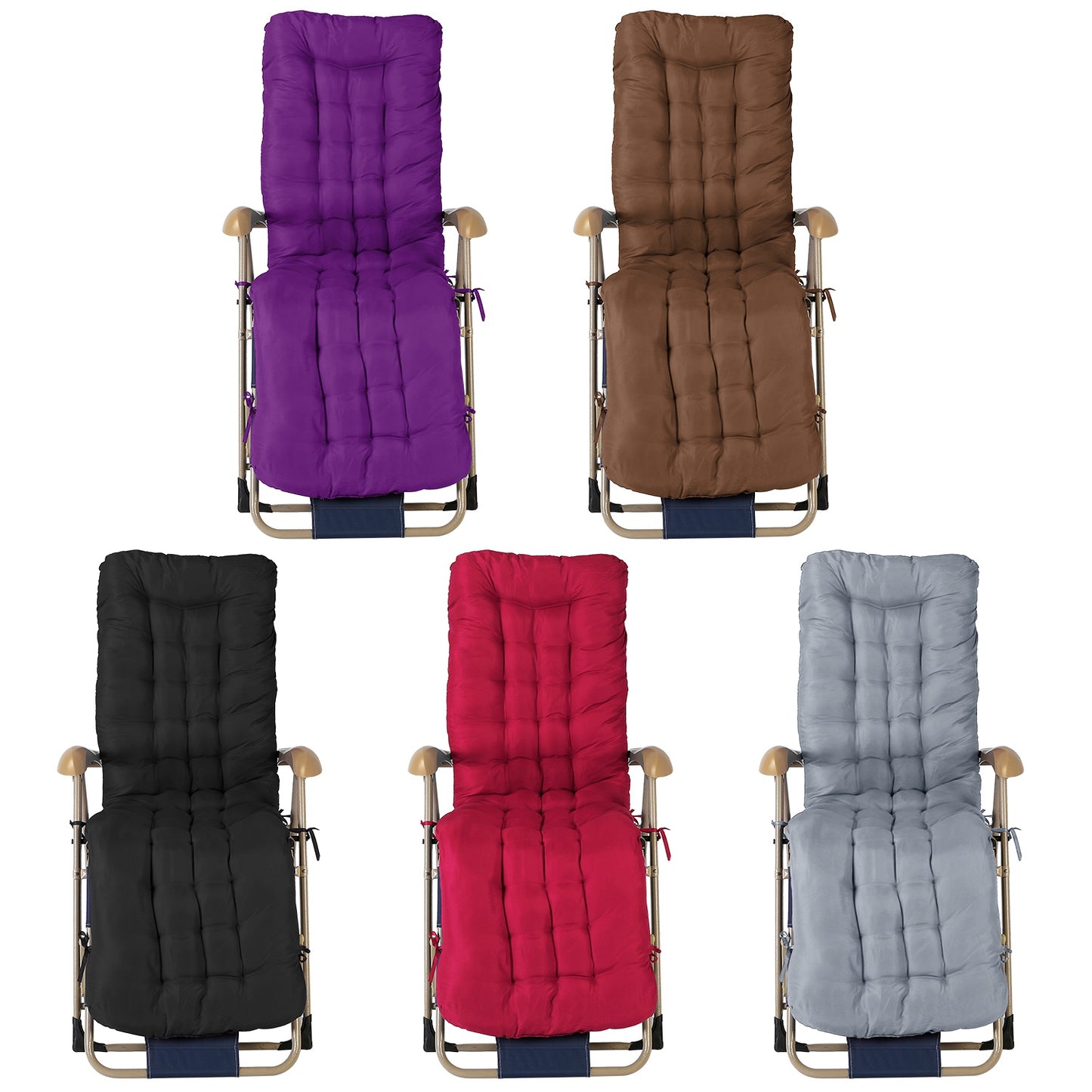 Chaise Lounger Cushion 67x22in with Secure Straps