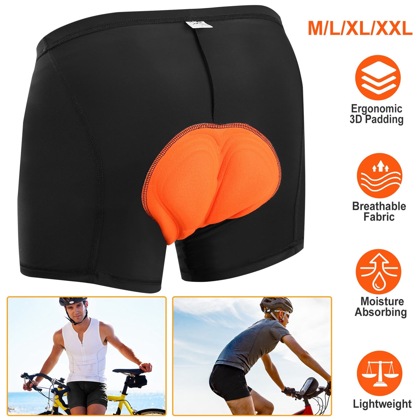 Men's 3D Padded Cycling Underwear Shorts with Moisture Wicking