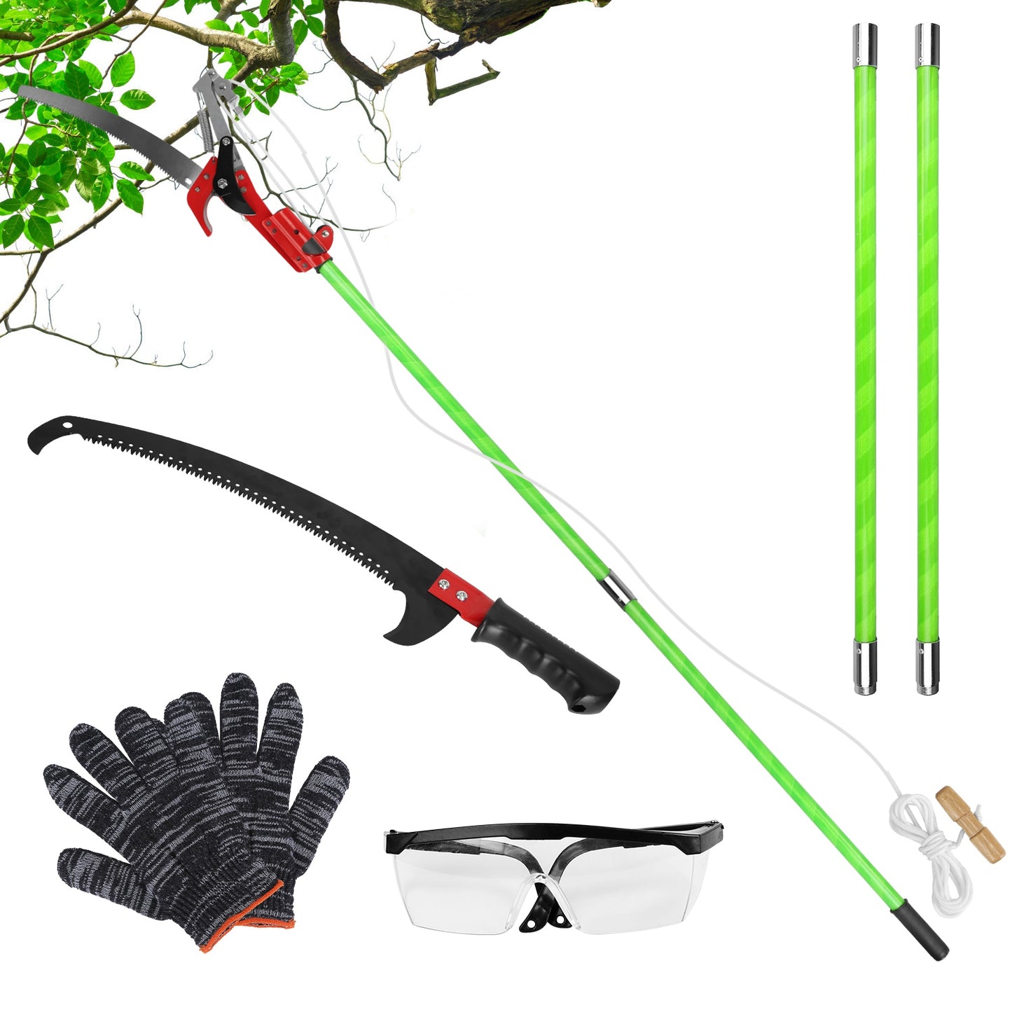 Extendable Manual Pole Saw 8-15ft Tree Pruner with Saw Blade