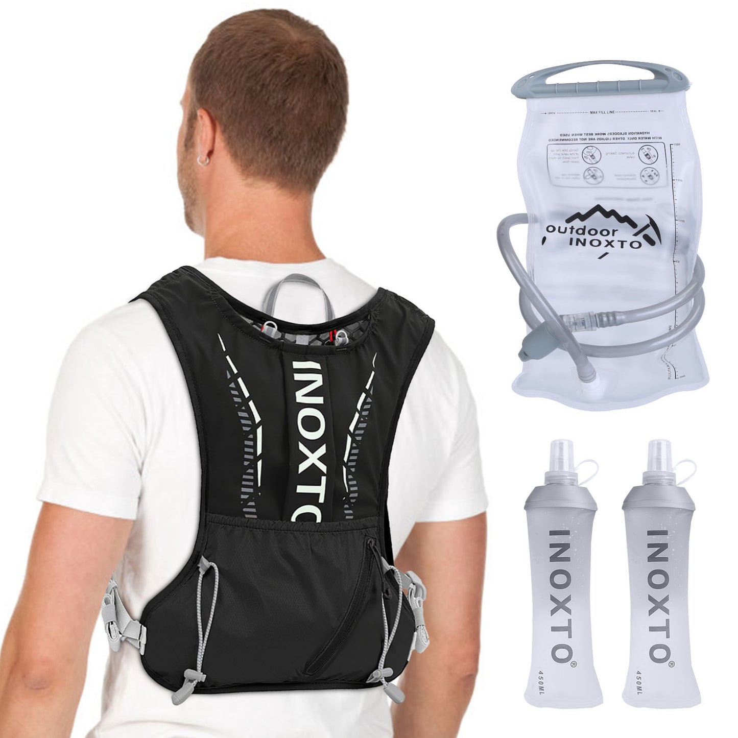 Hydration Vest with 15oz & 50oz Water Bladders for Running
