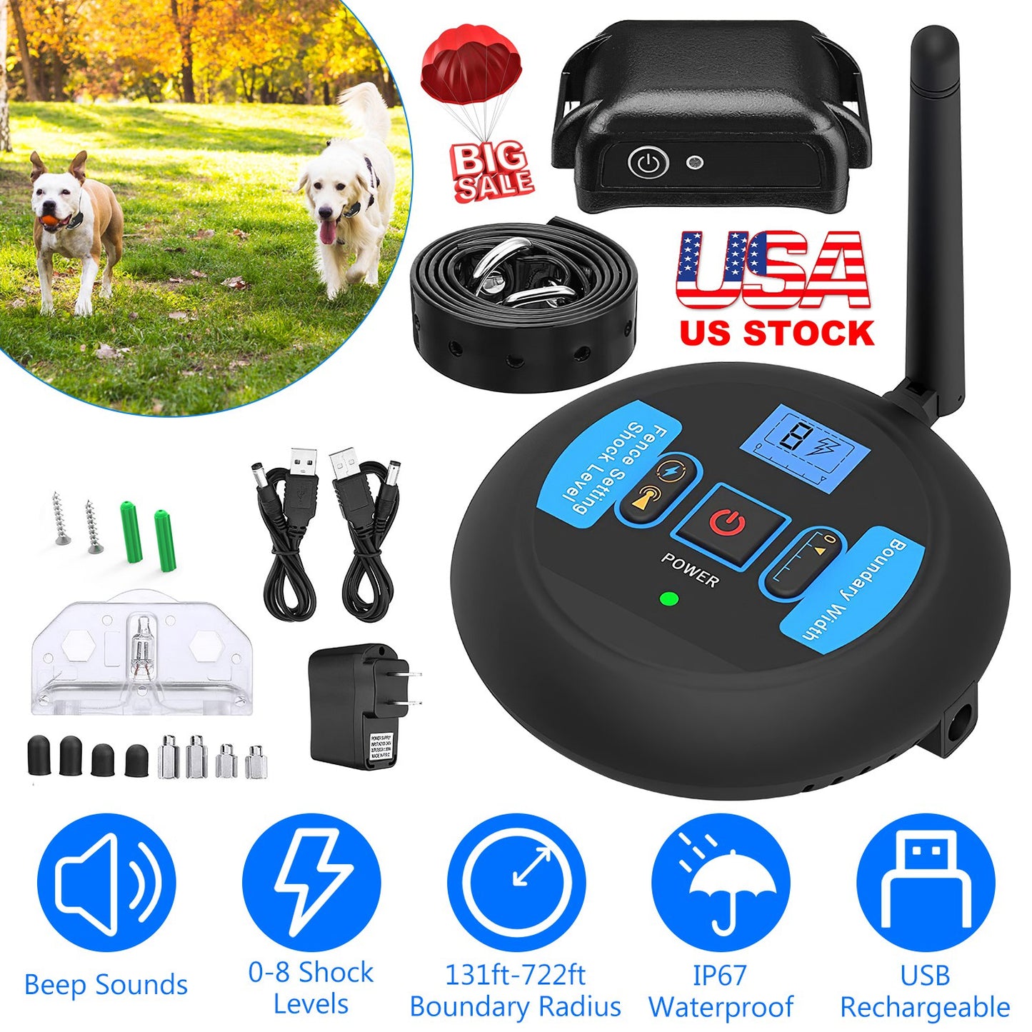 Wireless Electric Dog Fence System with Training Collar