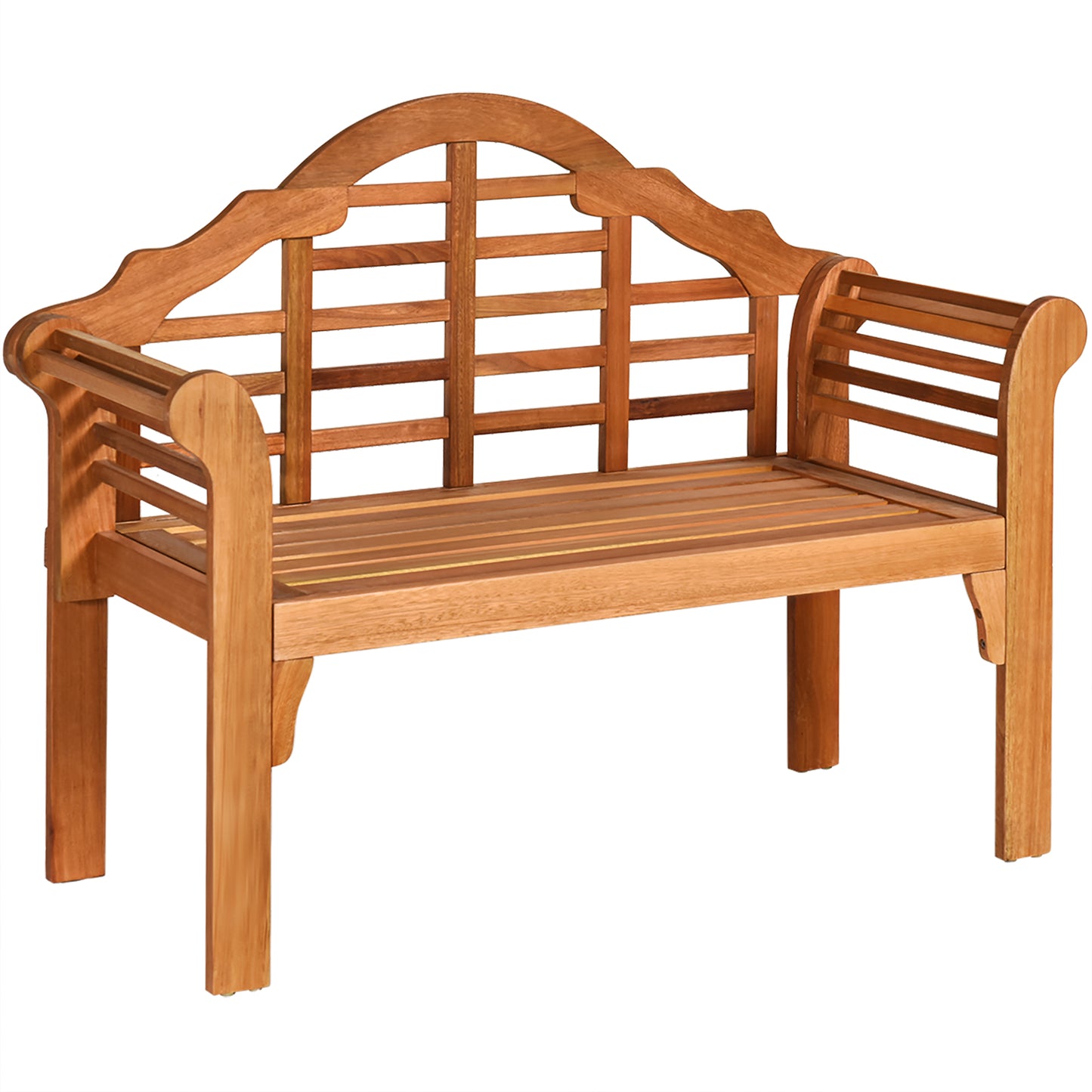 Eucalyptus Wood Folding Bench with Backrest - 49 Inch