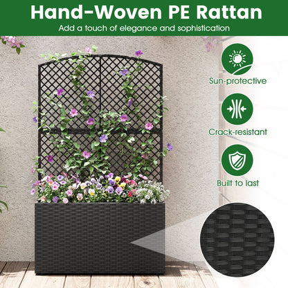 49 Inch Raised Garden Bed with Trellis and Wicker Planter Box