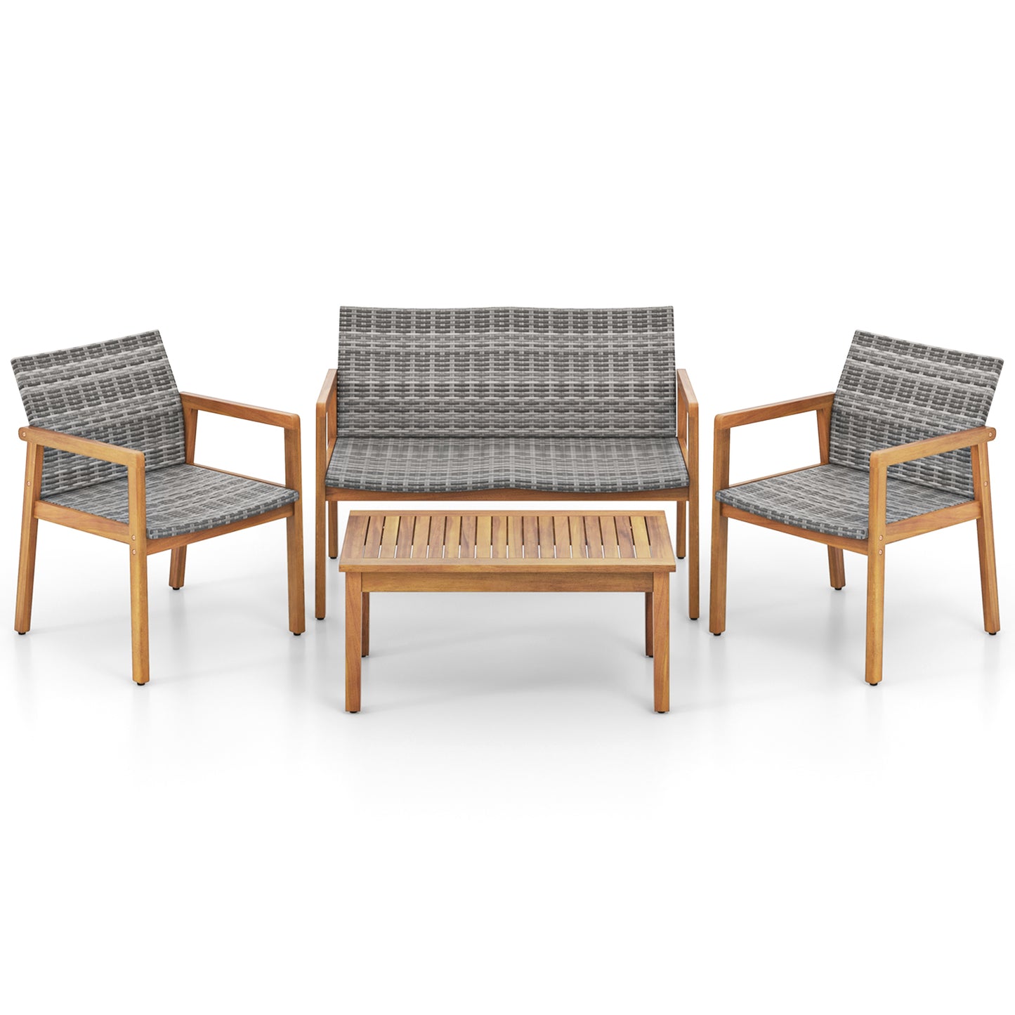 4-Piece Patio Conversation Set with Loveseat and Coffee Table