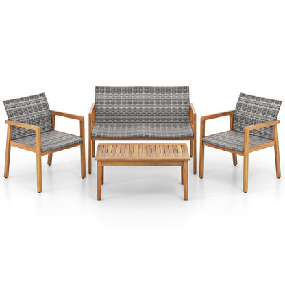 4-Piece Patio Conversation Set with Loveseat and Coffee Table