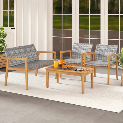 4-Piece Patio Conversation Set with Loveseat and Coffee Table