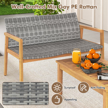 4-Piece Patio Conversation Set with Loveseat and Coffee Table