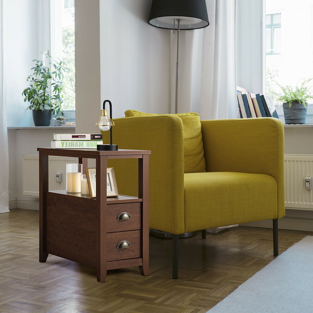 4-Tier Bookshelf with Metal Frame and Wooden Storage Racks for Study