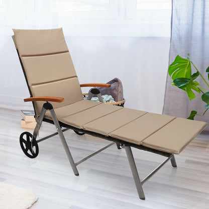 Adjustable Rattan Chaise Lounge Chair with Cushion