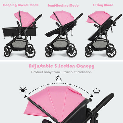 2-in-1 Foldable Baby Stroller with Reversible Seat
