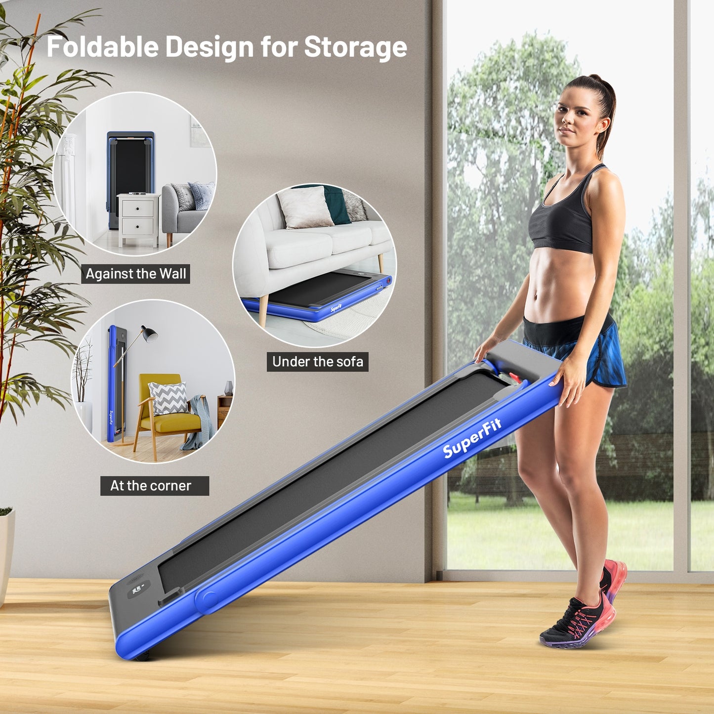 2-in-1 Folding Treadmill with Dual Display and Remote Control