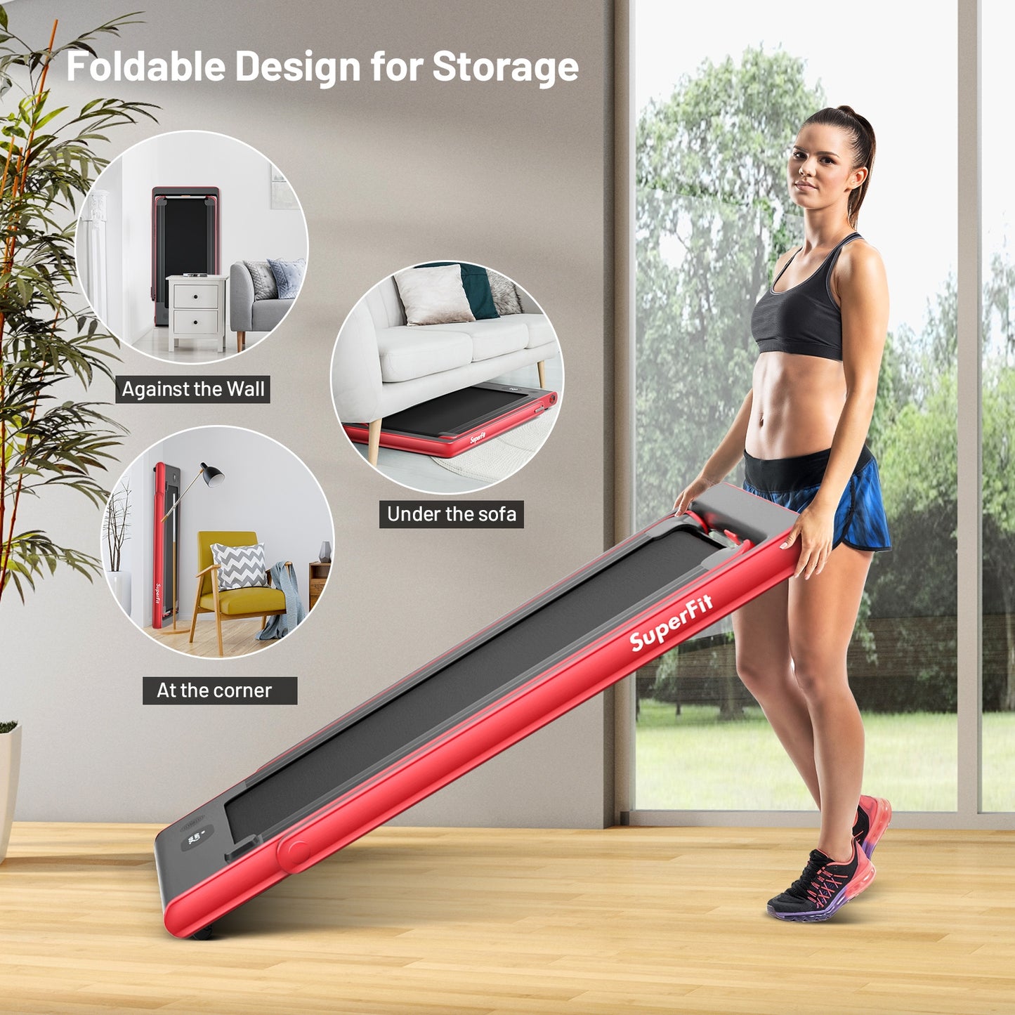 2-in-1 Folding Treadmill with Dual Display and Remote Control