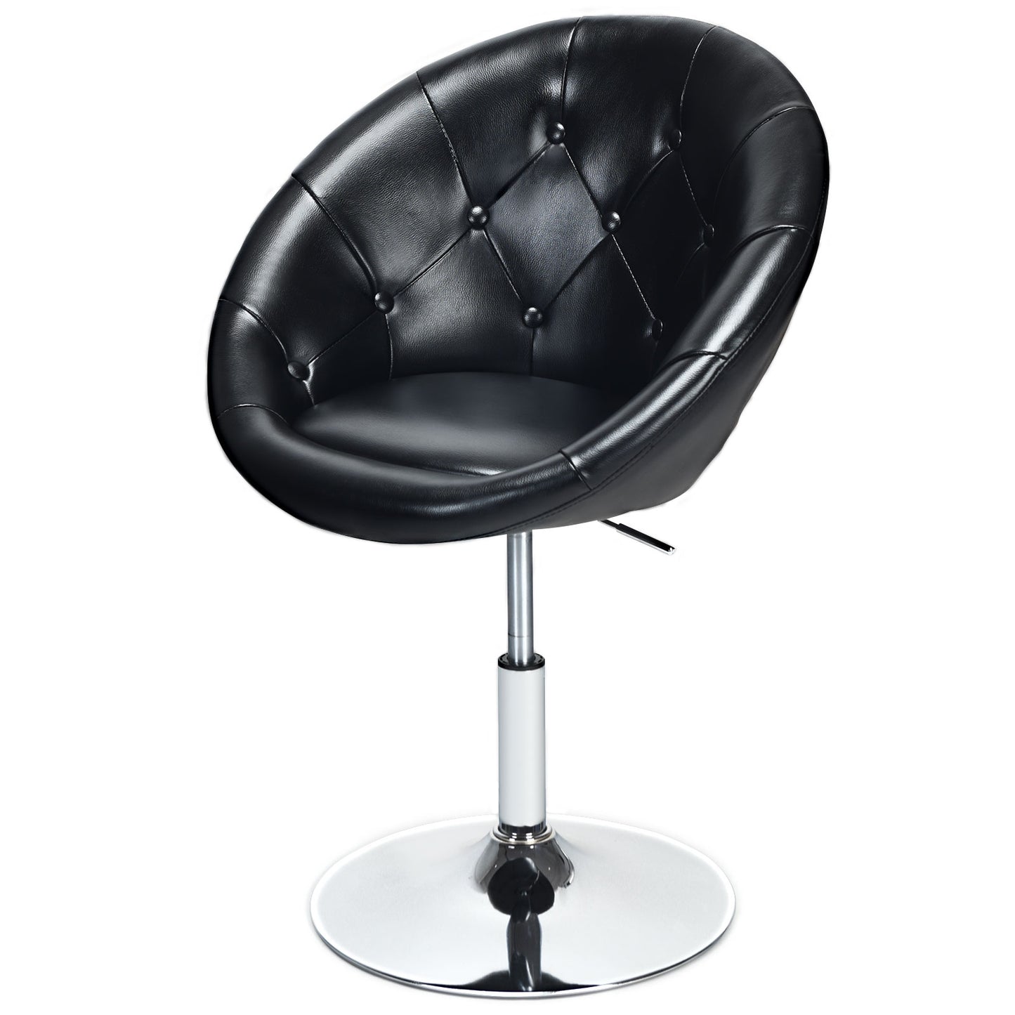 Adjustable Swivel Round Accent Chair with Tufted Back