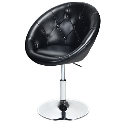 Adjustable Swivel Round Accent Chair with Tufted Back