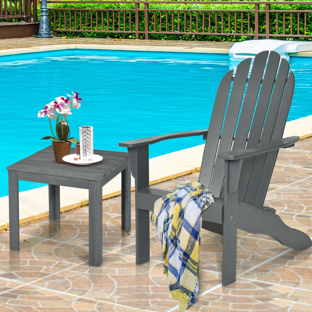 Acacia Wood Adirondack Chair with Ergonomic Design