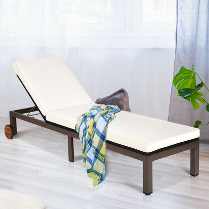 Adjustable Patio Chaise Lounge Chair with Cushion