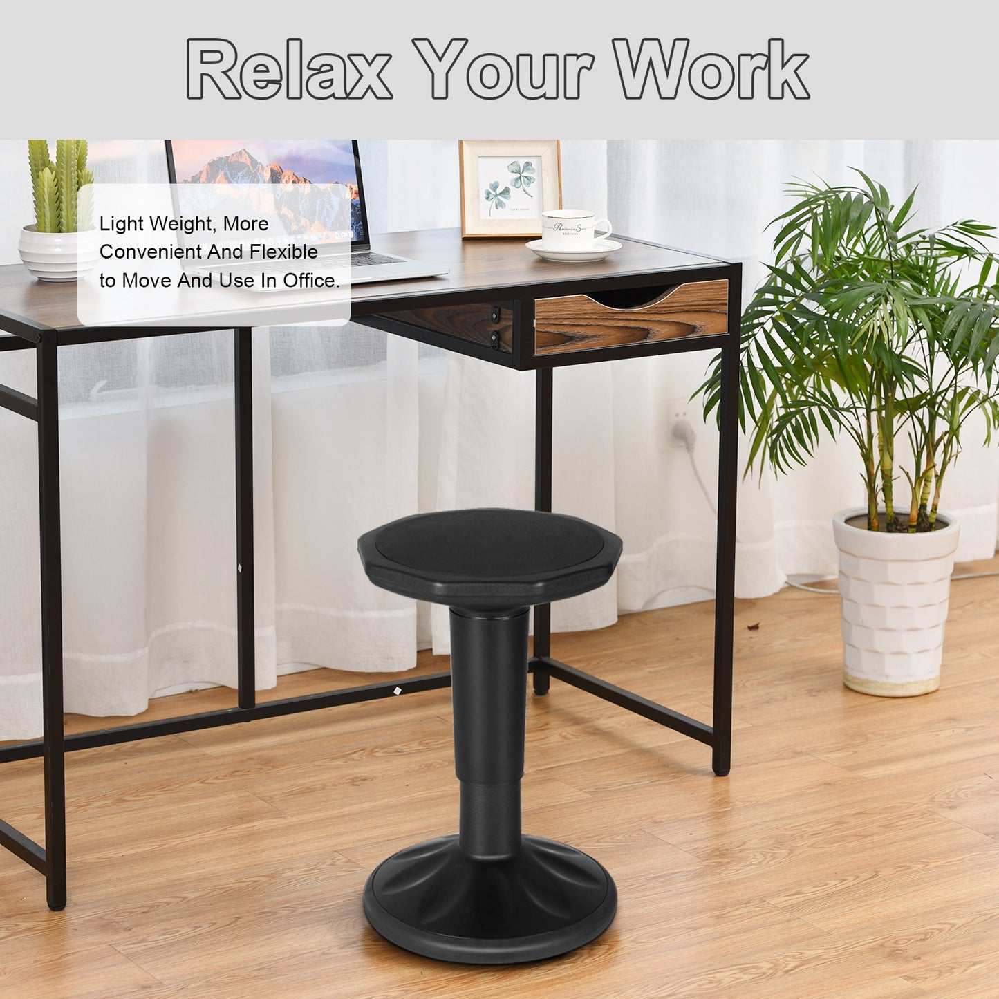 Adjustable Active Learning Wobble Stool with Cushion Seat