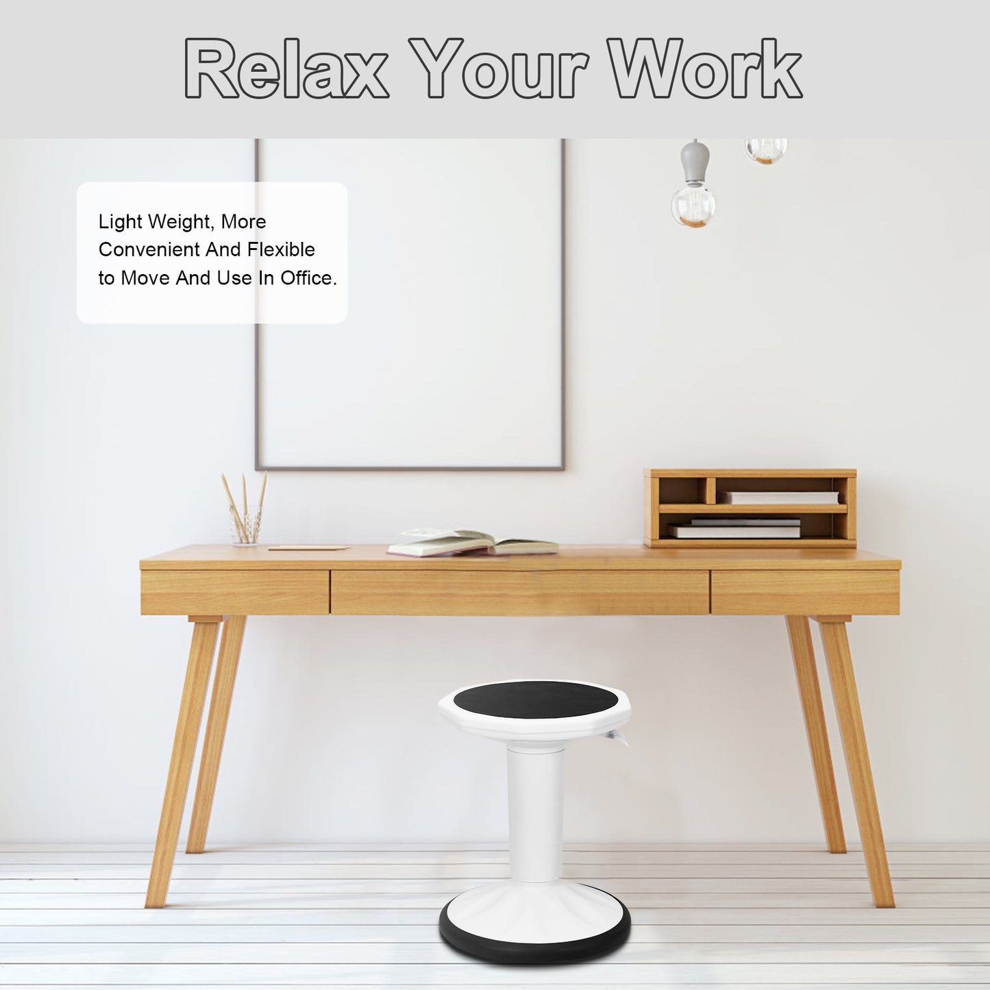 Adjustable Active Learning Wobble Stool with Cushion Seat