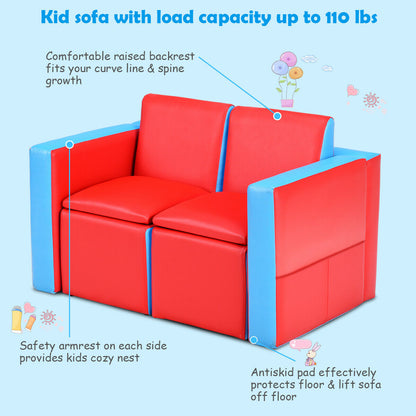 Kids Sofa Table Chair Set - Convertible 3-in-1 Furniture