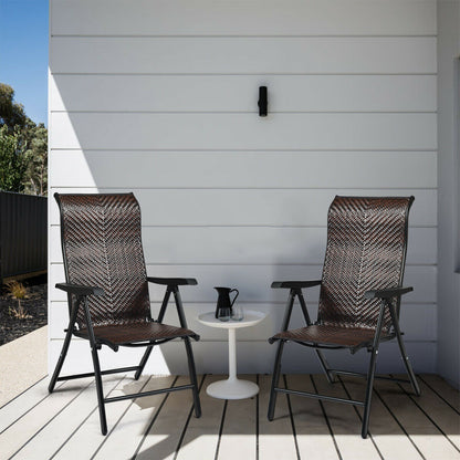 Folding Rattan Patio Chair with Adjustable Backrest