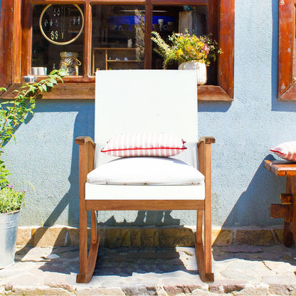 Acacia Wood Rocking Chair with Washable Cushions