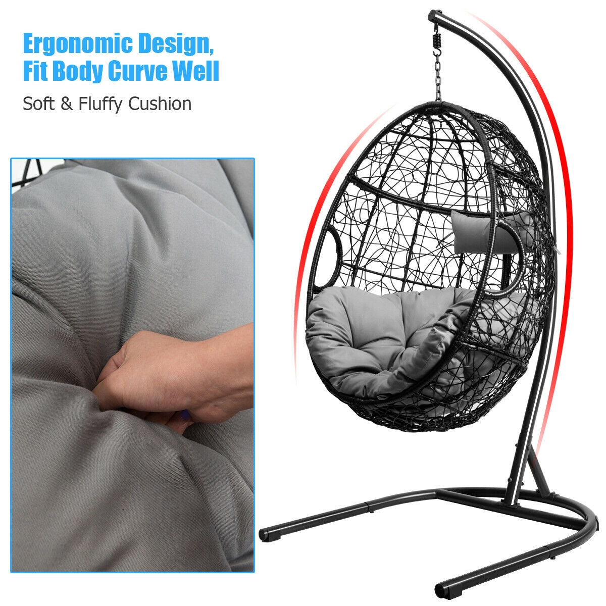 Hanging Hammock Chair with Stand and Cushion