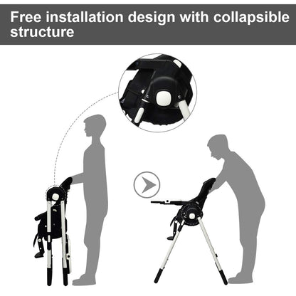 Foldable High Chair with Adjustable Backrest and Height