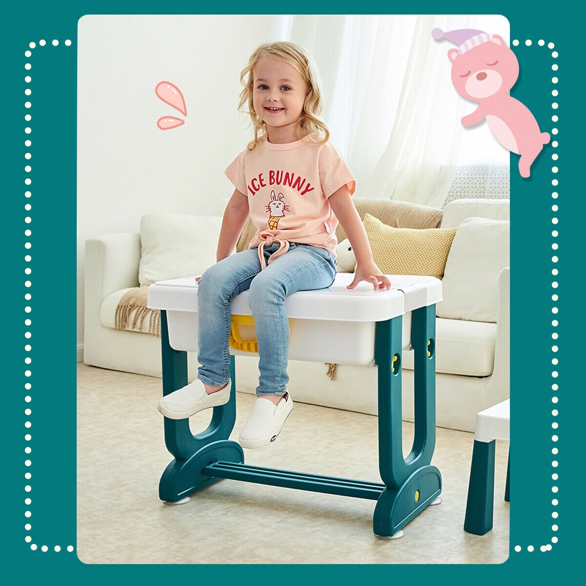 Kids Activity Table Set with Storage and Chair - 5-in-1