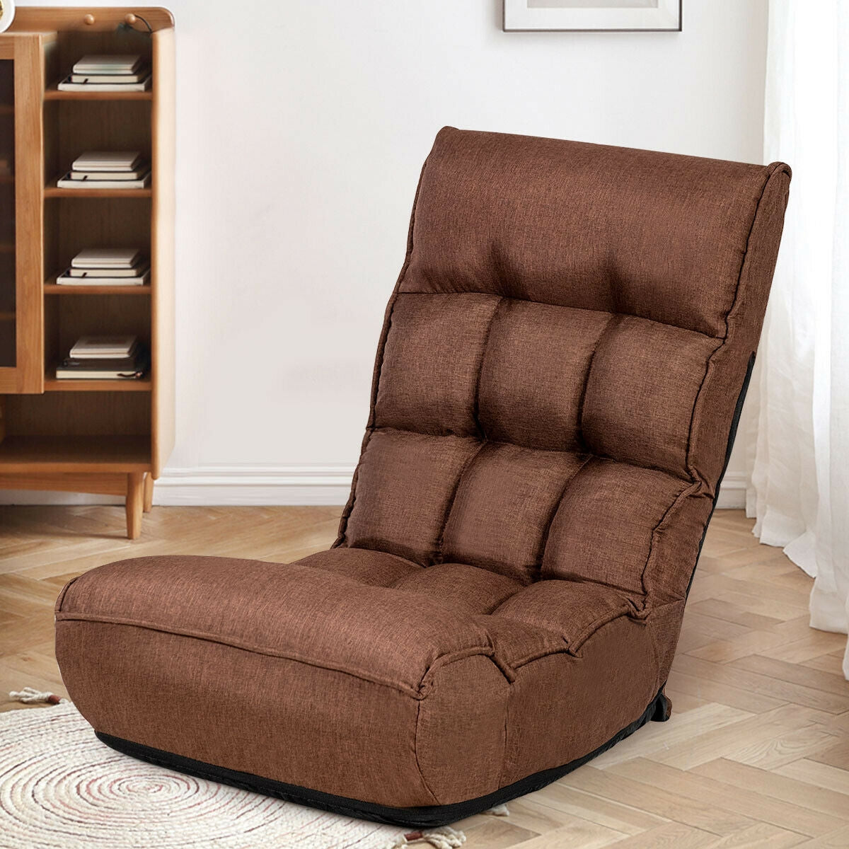 4-Position Adjustable Floor Chair with Folding Design