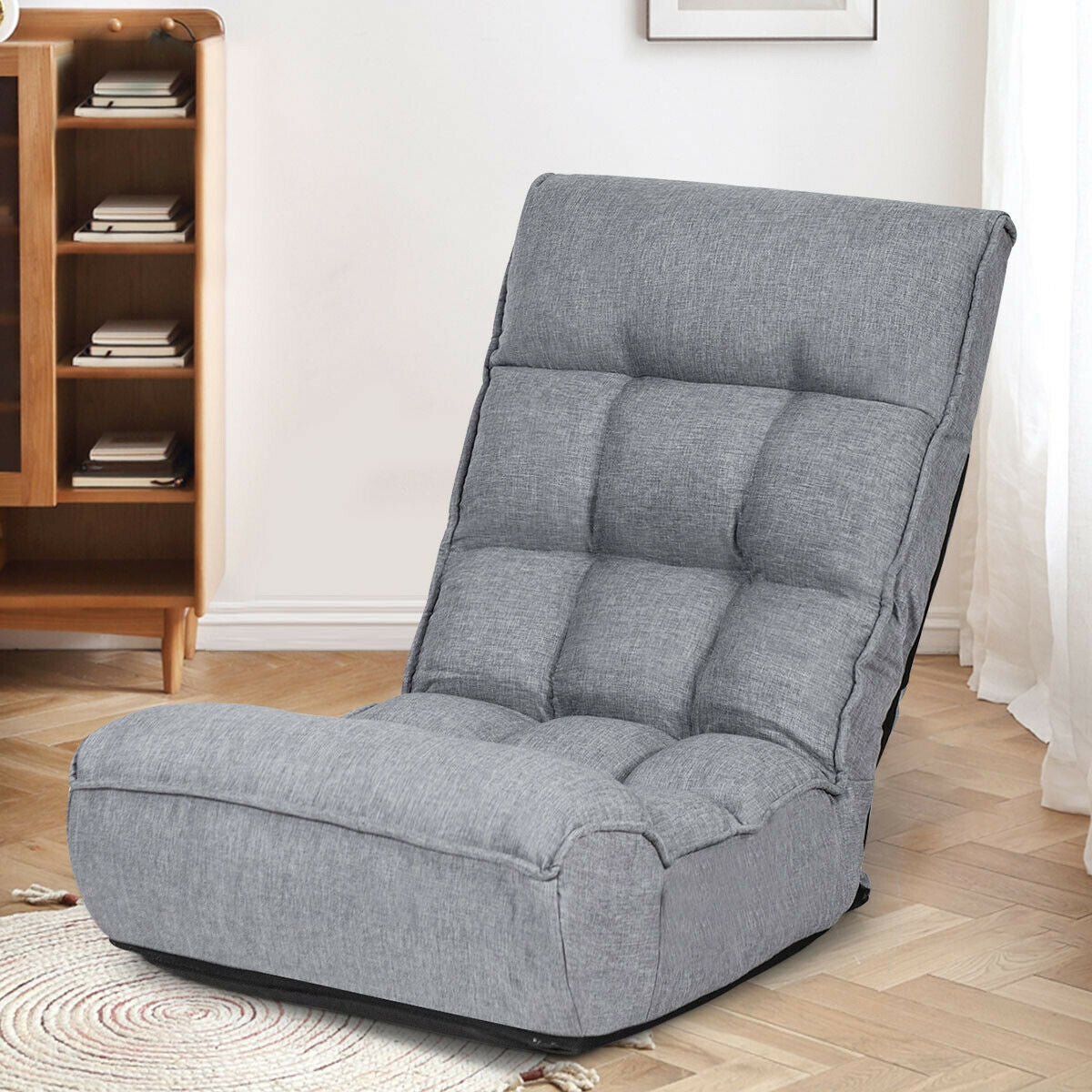 4-Position Adjustable Floor Chair with Folding Design