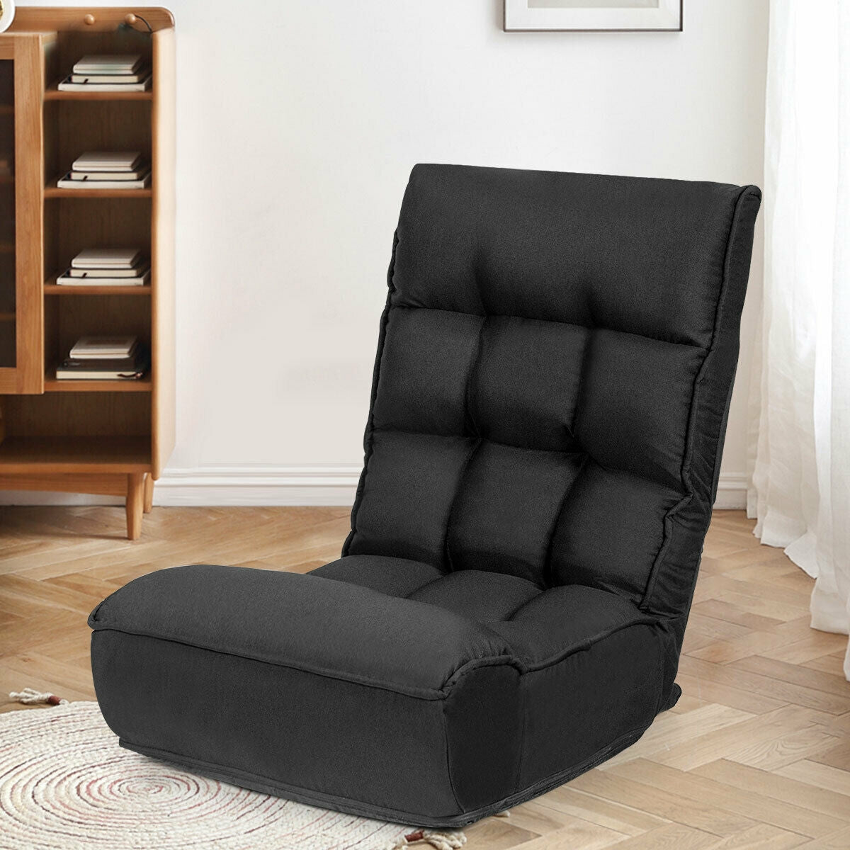 4-Position Adjustable Floor Chair with Folding Design