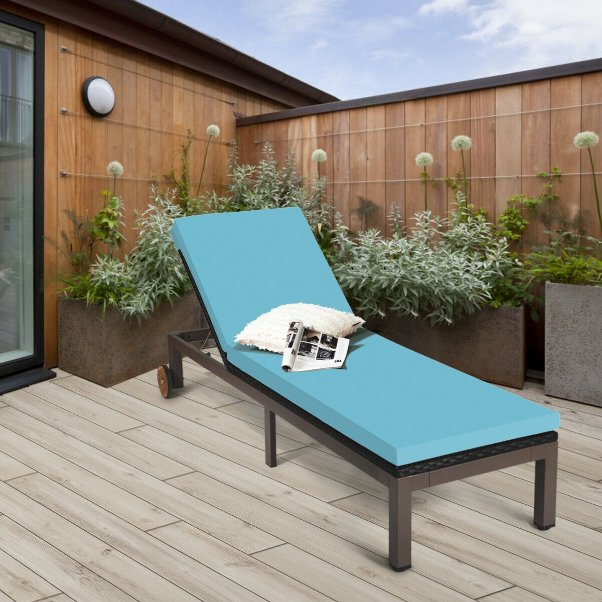 Adjustable Patio Chaise Lounge Chair with Cushion