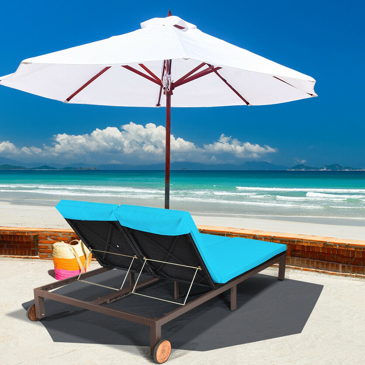 2-Person Patio Lounge Chair with Adjustable Backrest
