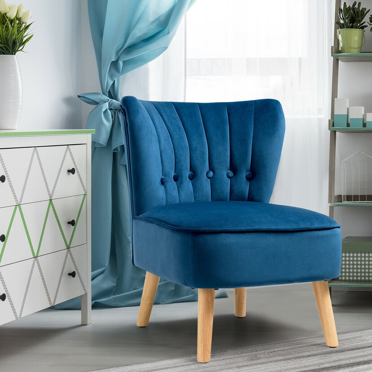 Tufted Velvet Accent Chair Armless Leisure Seat