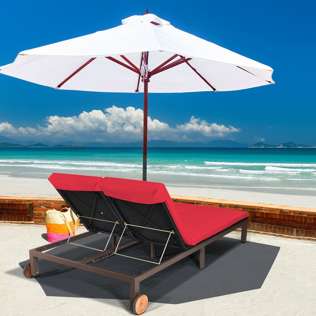 2-Person Patio Lounge Chair with Adjustable Backrest
